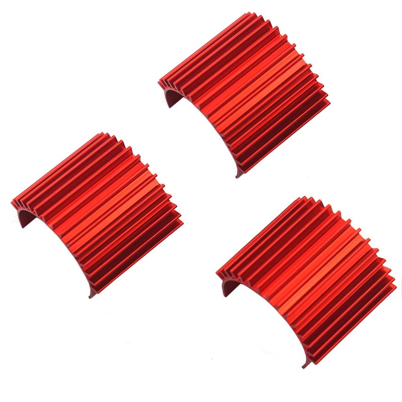 Vgoohobby 3Pack Vgoohobby Aluminum 370 380 Brushless Brushed Electric Motor Heat Sink Heatsink Cooling Compatible with 1/16 1/18 HSP HPI Wltoys Himoto Redcat Traxxas 1/16 RC Car Boat Truck (Red) - Image 1